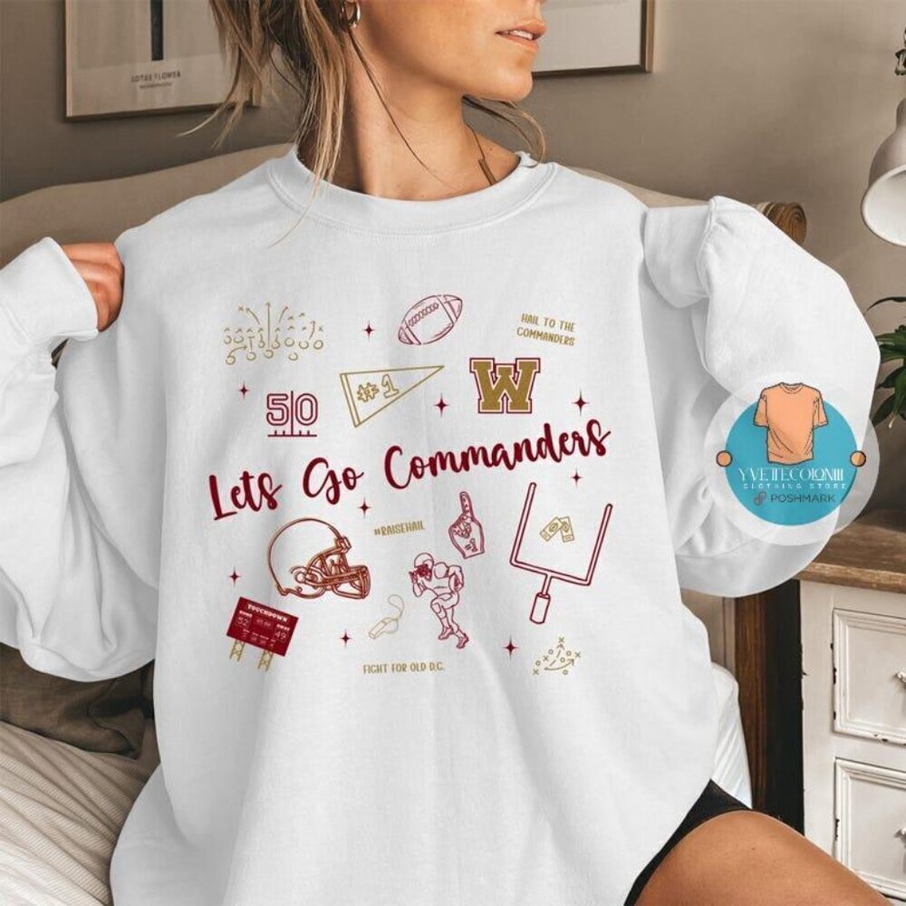 Washington Commanders Football Doodle Lets Go Commanders Sweatshirt